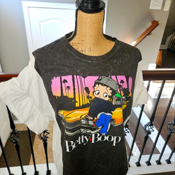 Upcycled Betty Boop Tie Dye T-Shirt - Large - Picture 2 of 3